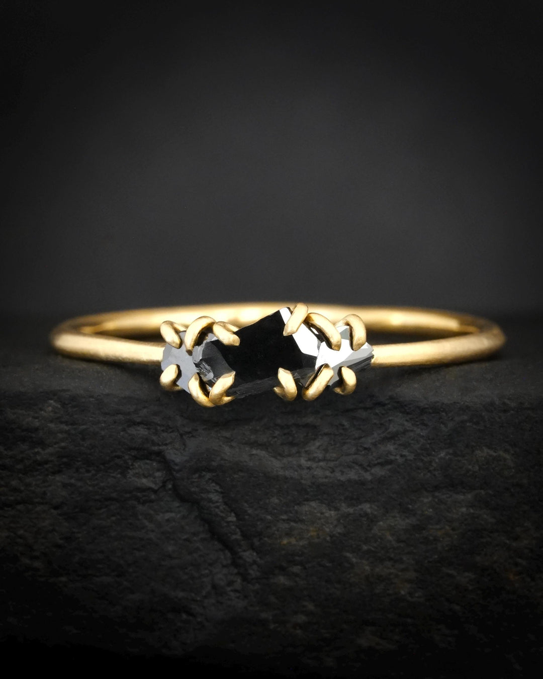 Dainty Everyday Black Diamond Ring