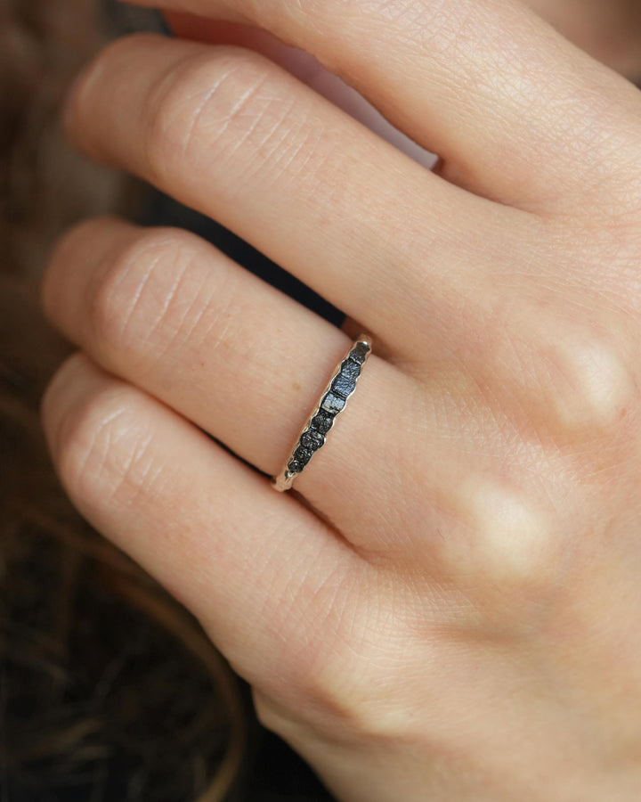 Raw Black Diamond Wedding Band
