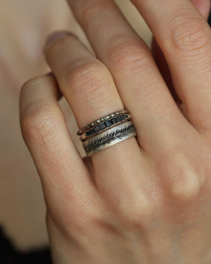 Raw Black Diamond Wedding Band