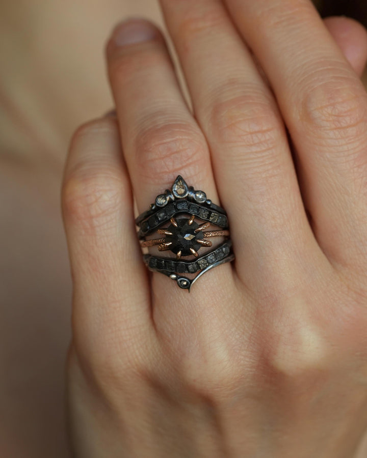 Black Round Diamond Ring