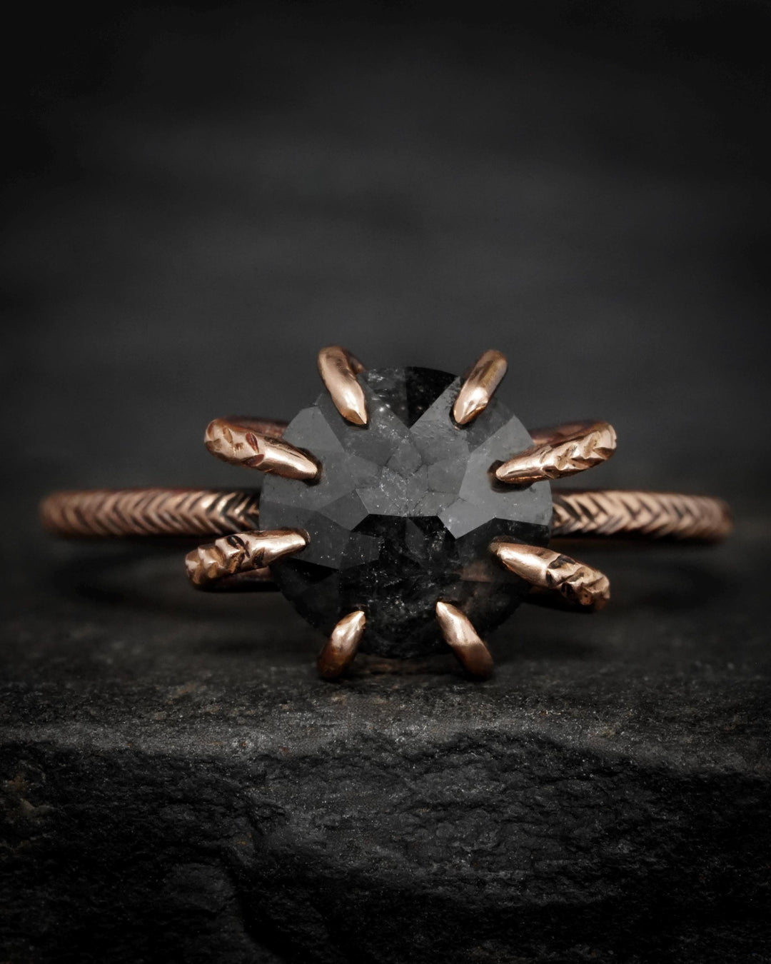 Black Round Diamond Ring