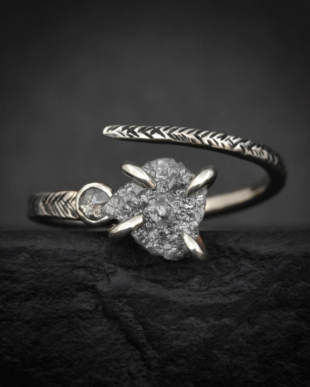 Adjustable Gray Diamond Engagement Ring