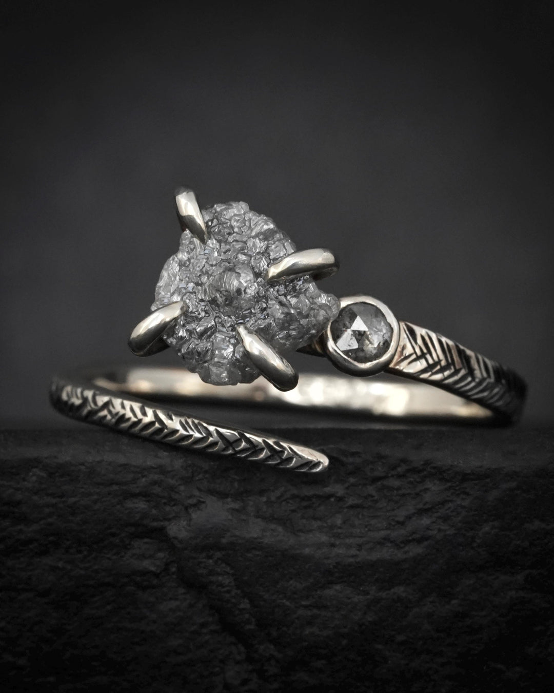 Adjustable Gray Diamond Engagement Ring
