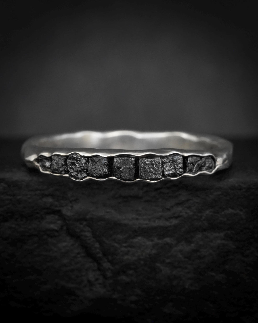 Raw Black Diamond Wedding Band