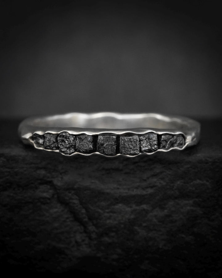 Raw Black Diamond Wedding Band