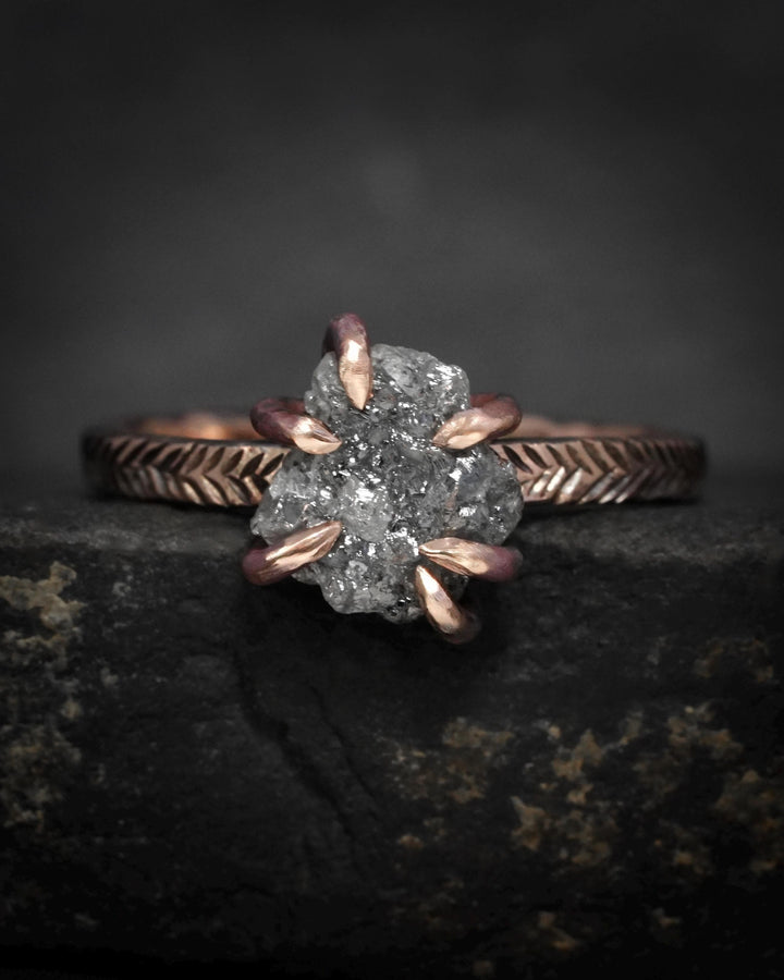 Raw Gray Diamond Engagement Ring