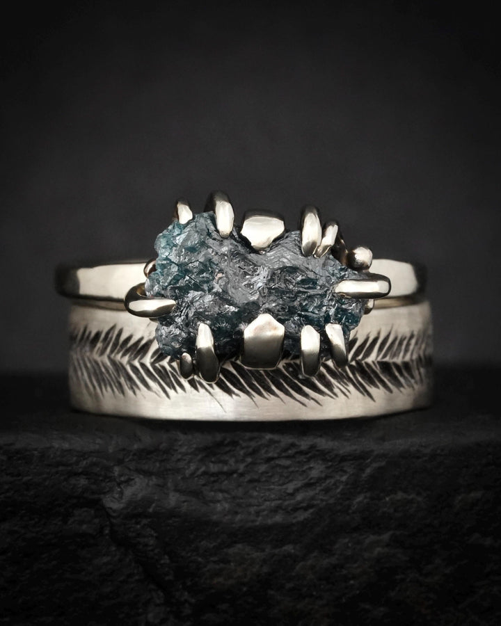 Raw Blue Diamond Crystal Ring