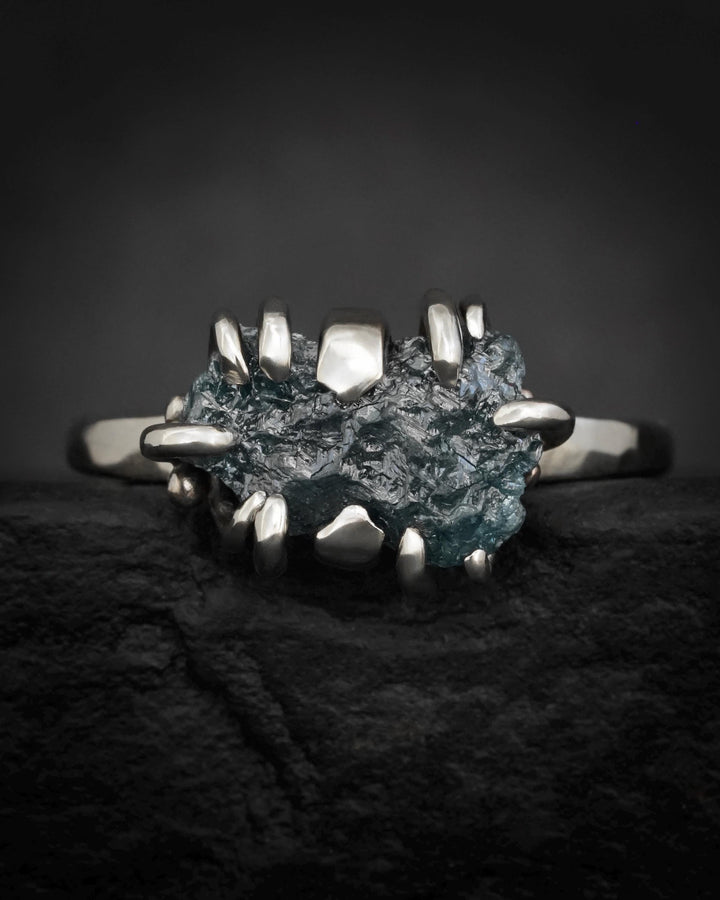Raw Blue Diamond Crystal Ring