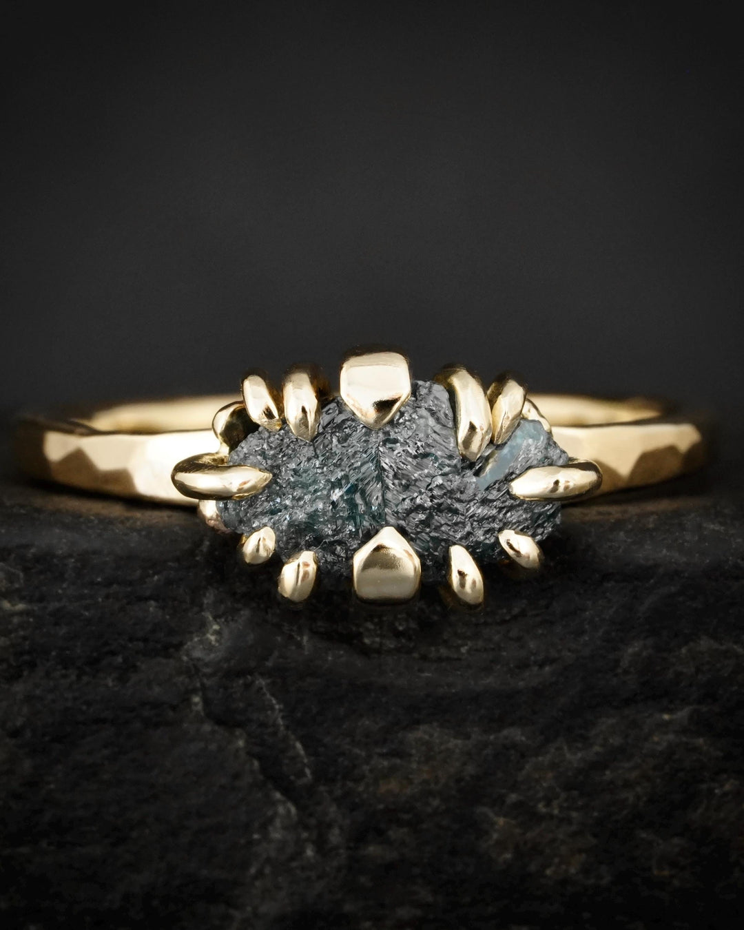 Raw Blue Diamond Crystal Ring