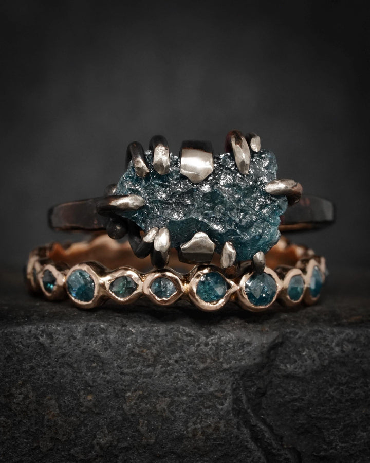Raw Blue Diamond Crystal Ring