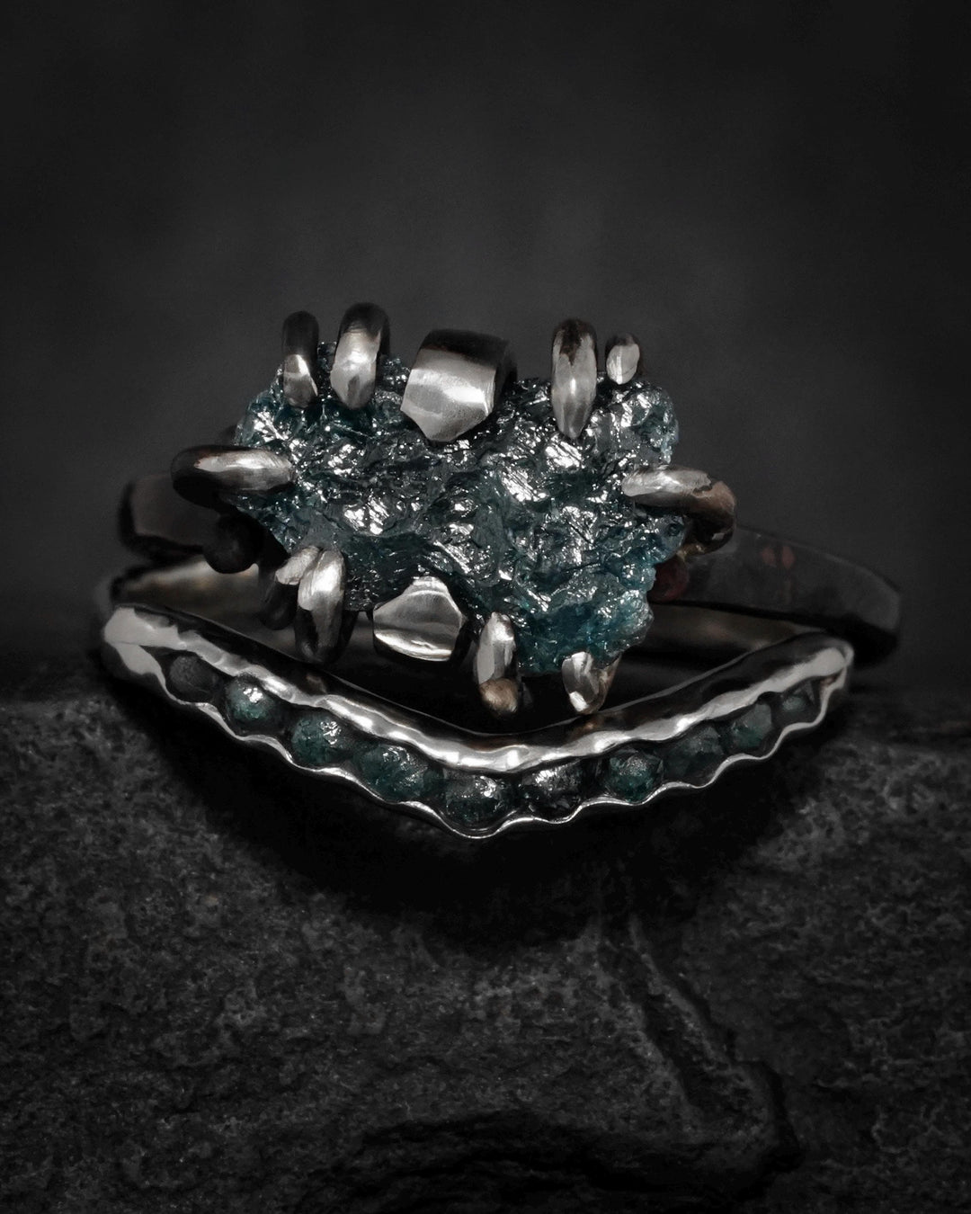 Raw Blue Diamond Ring