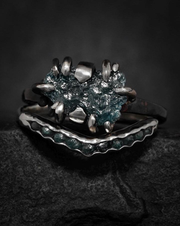 Raw Blue Diamond Crystal Ring