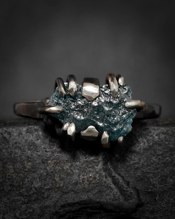 Raw Blue Diamond Crystal Ring