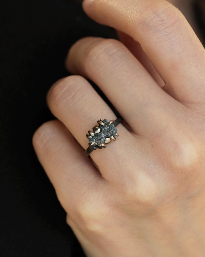 Raw Blue Diamond Crystal Ring