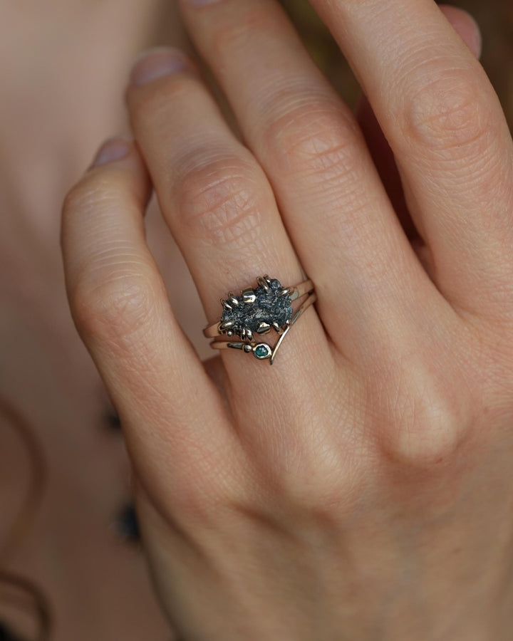 Raw Blue Diamond Crystal Ring