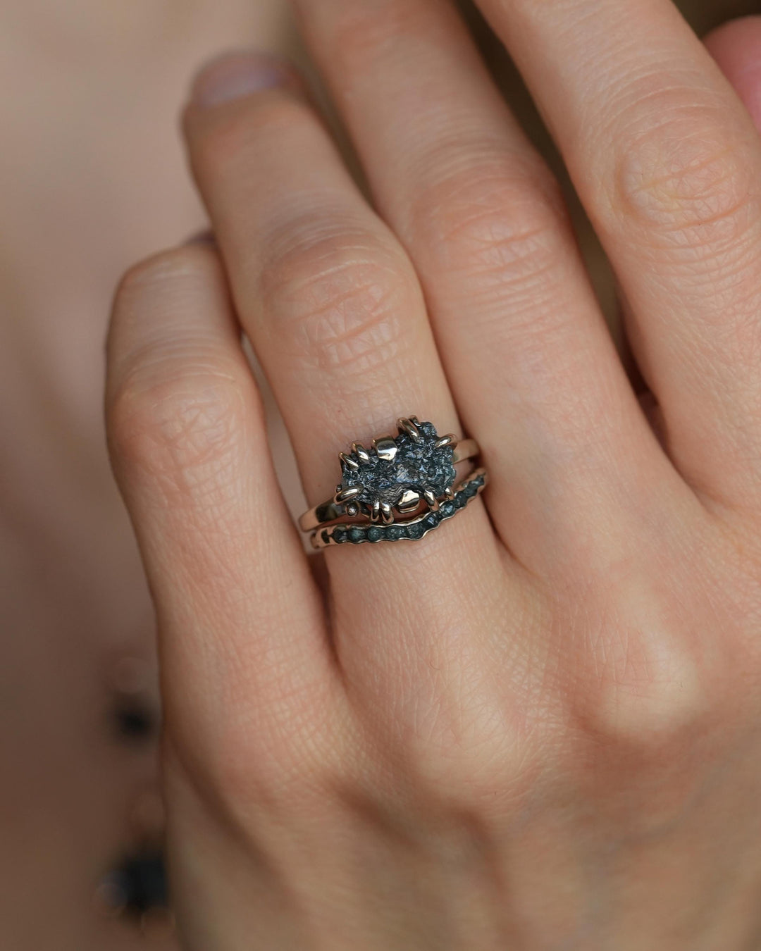 Raw Blue Diamond Crystal Ring
