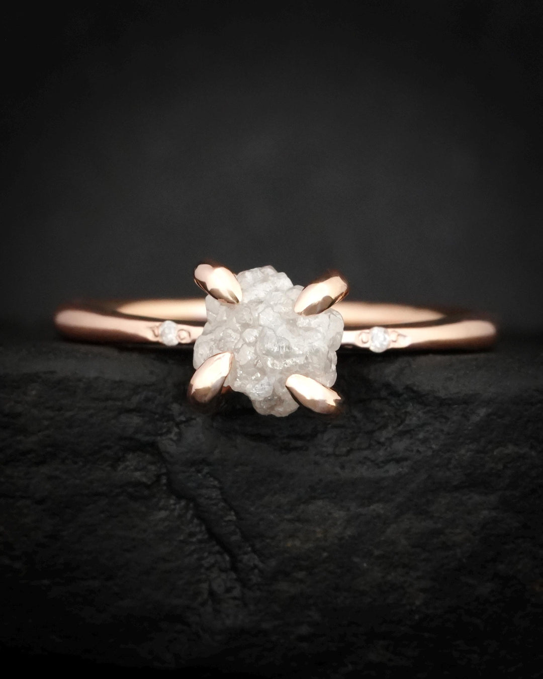 1 Carat Raw White Diamond Engagement Ring