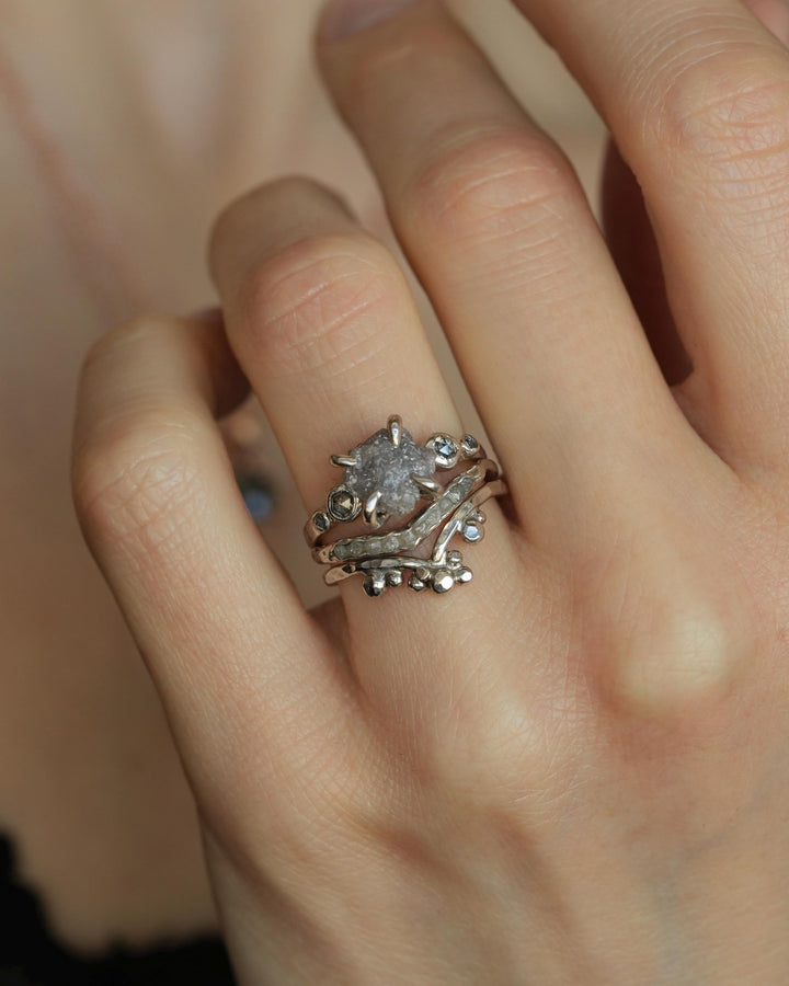 5 Stone Grey Diamond Ring
