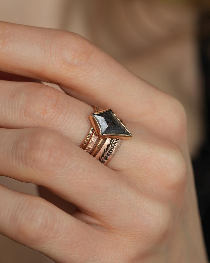 Salt and Pepper Kite Diamond Ring