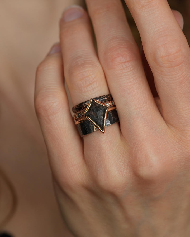 Salt and Pepper Kite Diamond Ring