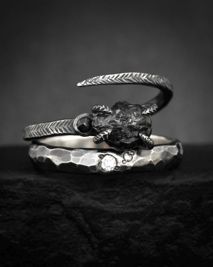 Adjustable Raw Black Diamond Ring