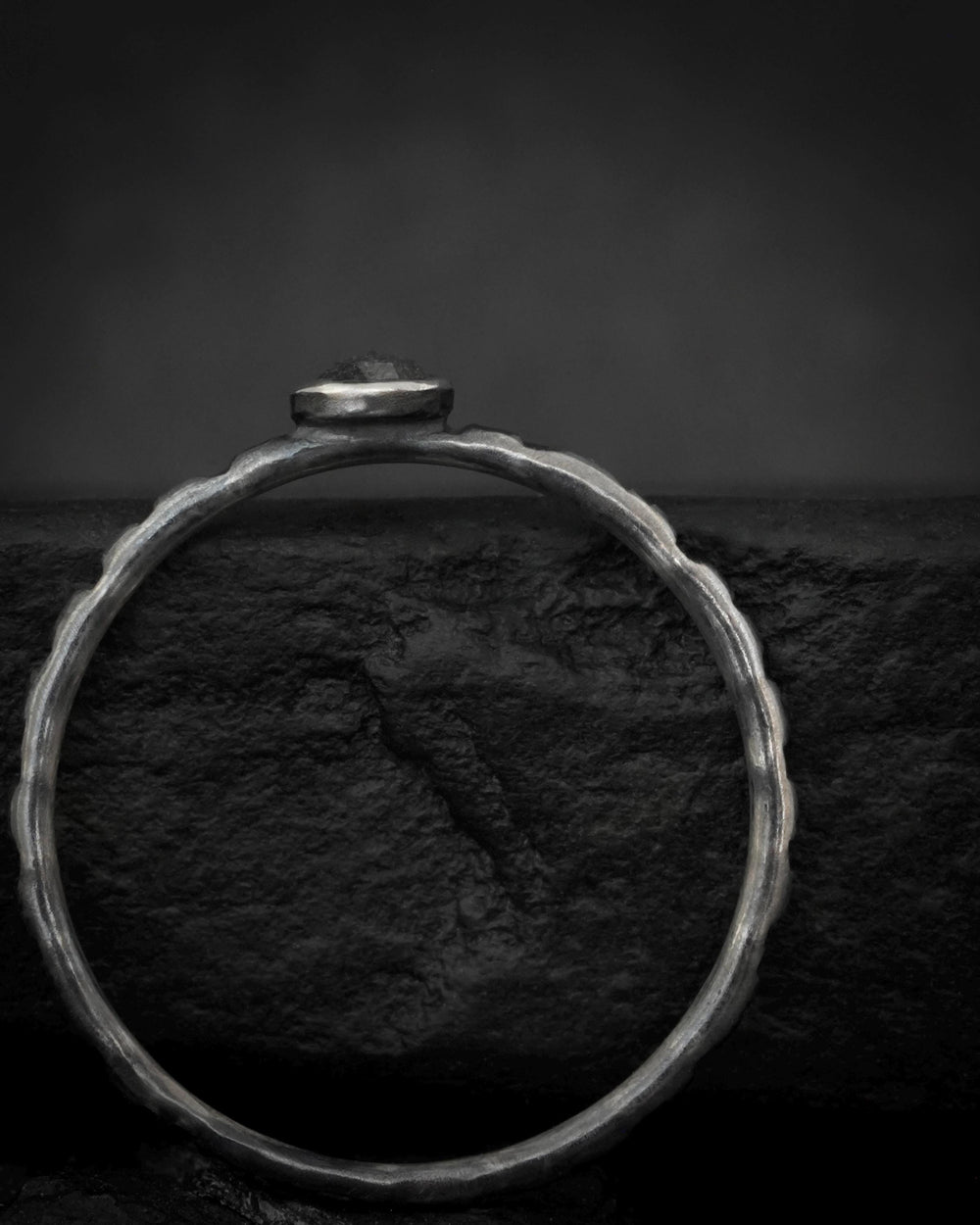Round Salt and Pepper Diamond Ring
