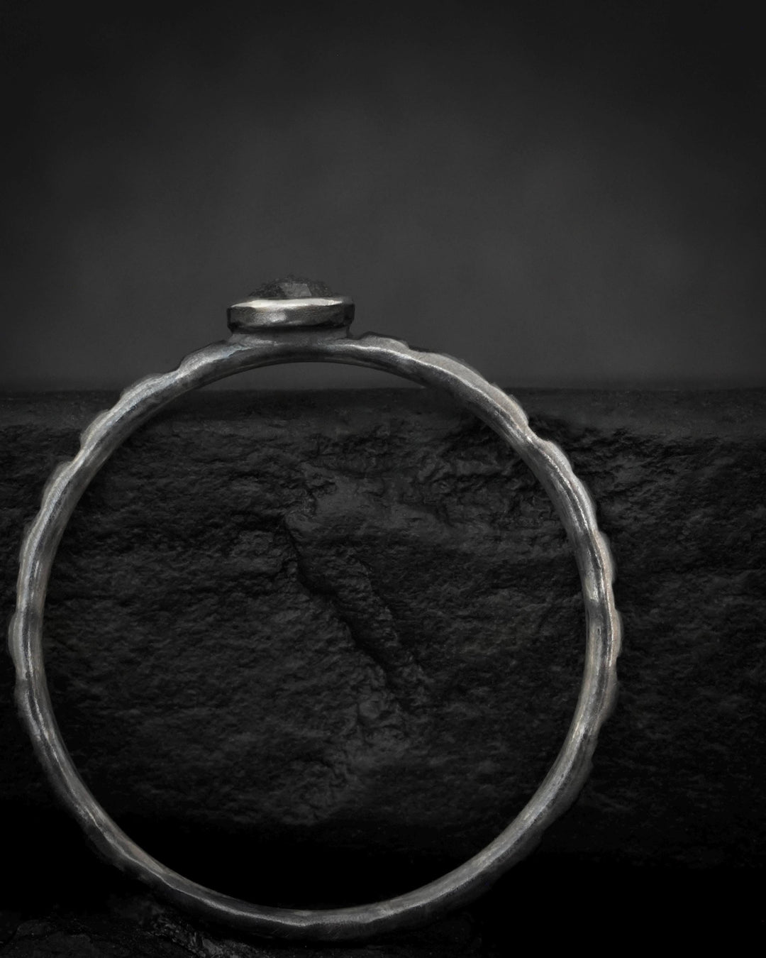 Round Salt and Pepper Diamond Ring