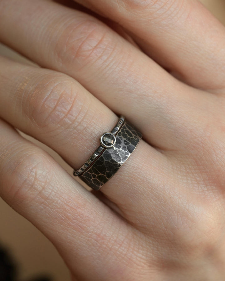 Round Salt and Pepper Diamond Ring