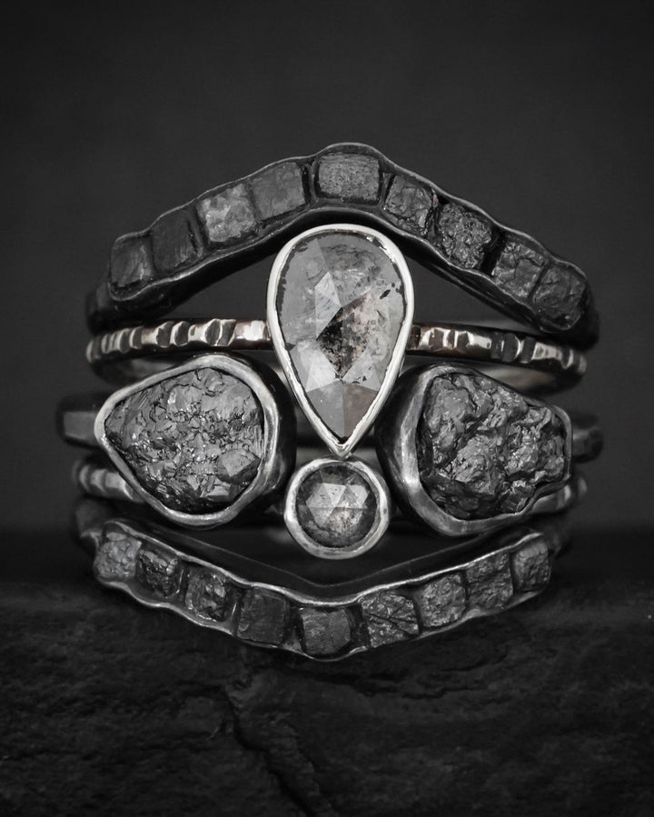 Salt and Pepper Diamond Ring