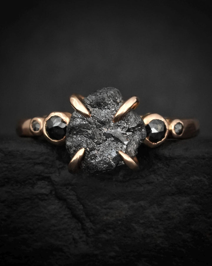 5 Black Diamond Engagement Ring