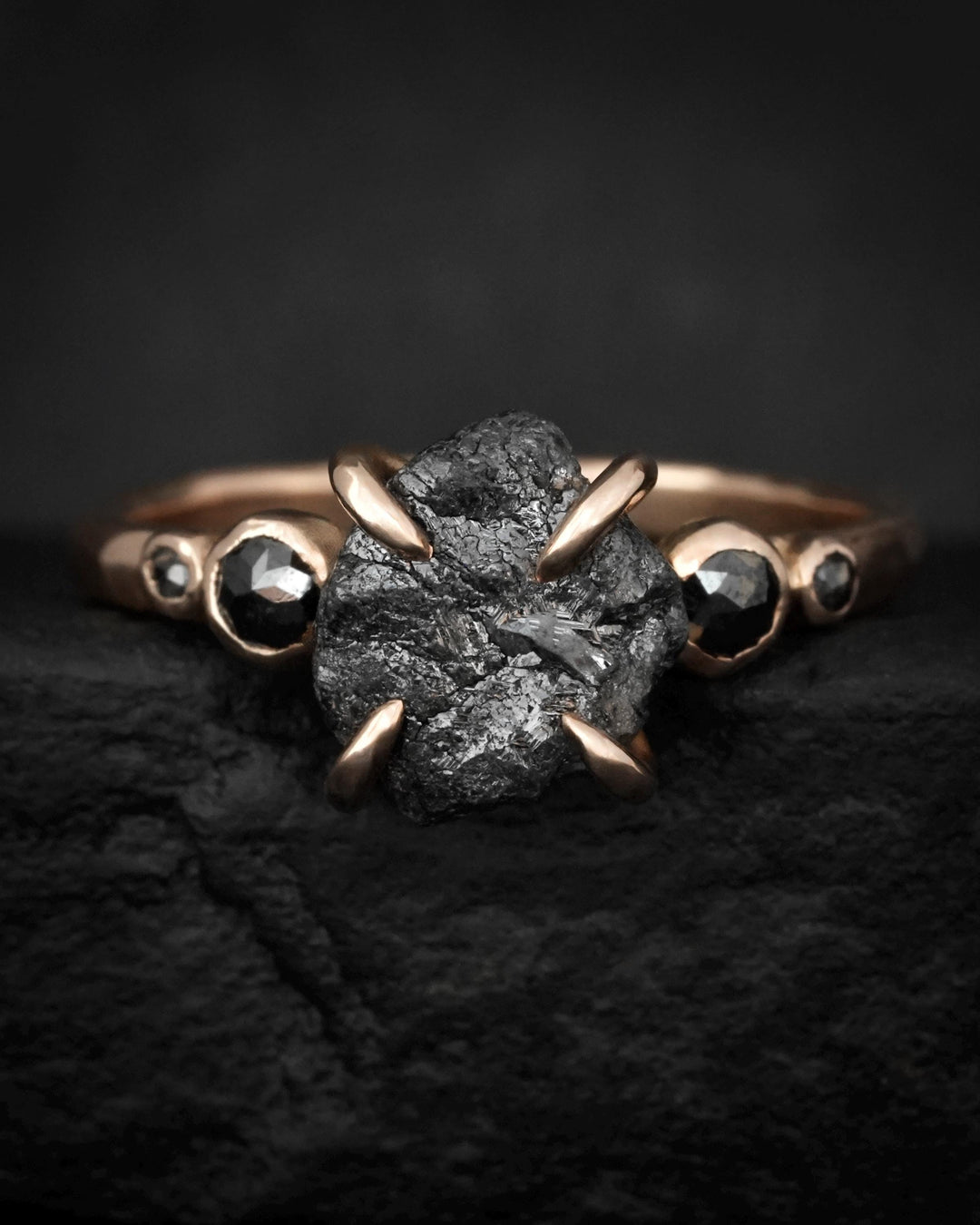 5 Black Diamond Engagement Ring