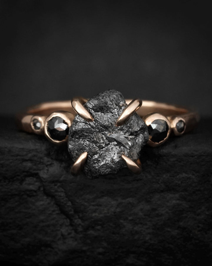 5 Black Diamond Engagement Ring