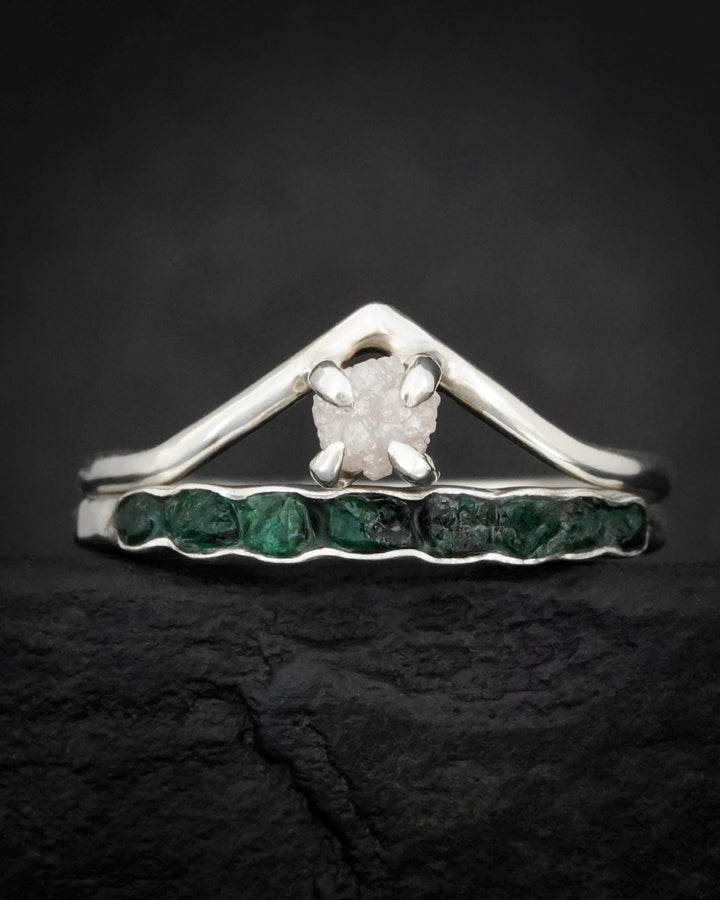 Slim Raw Emerald Band Ring