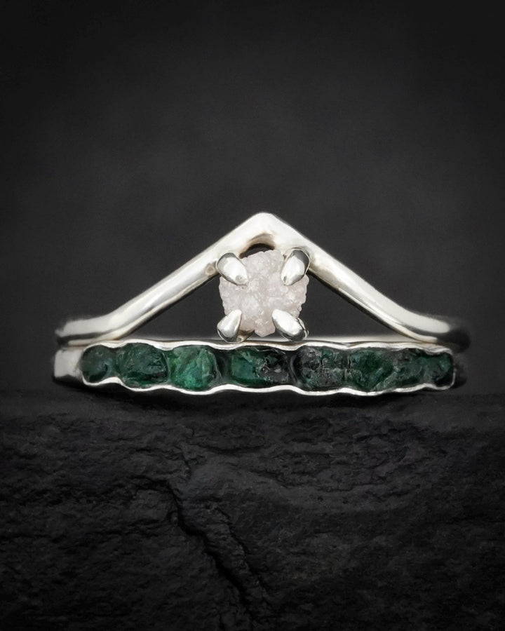 Slim Raw Emerald Band