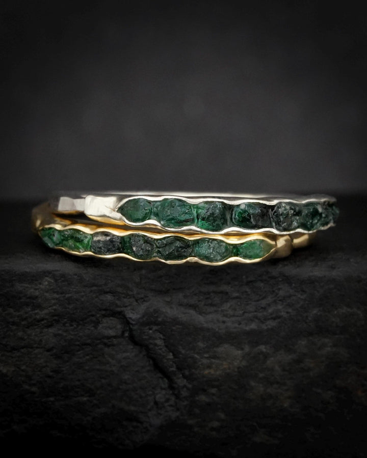 Slim Raw Emerald Band