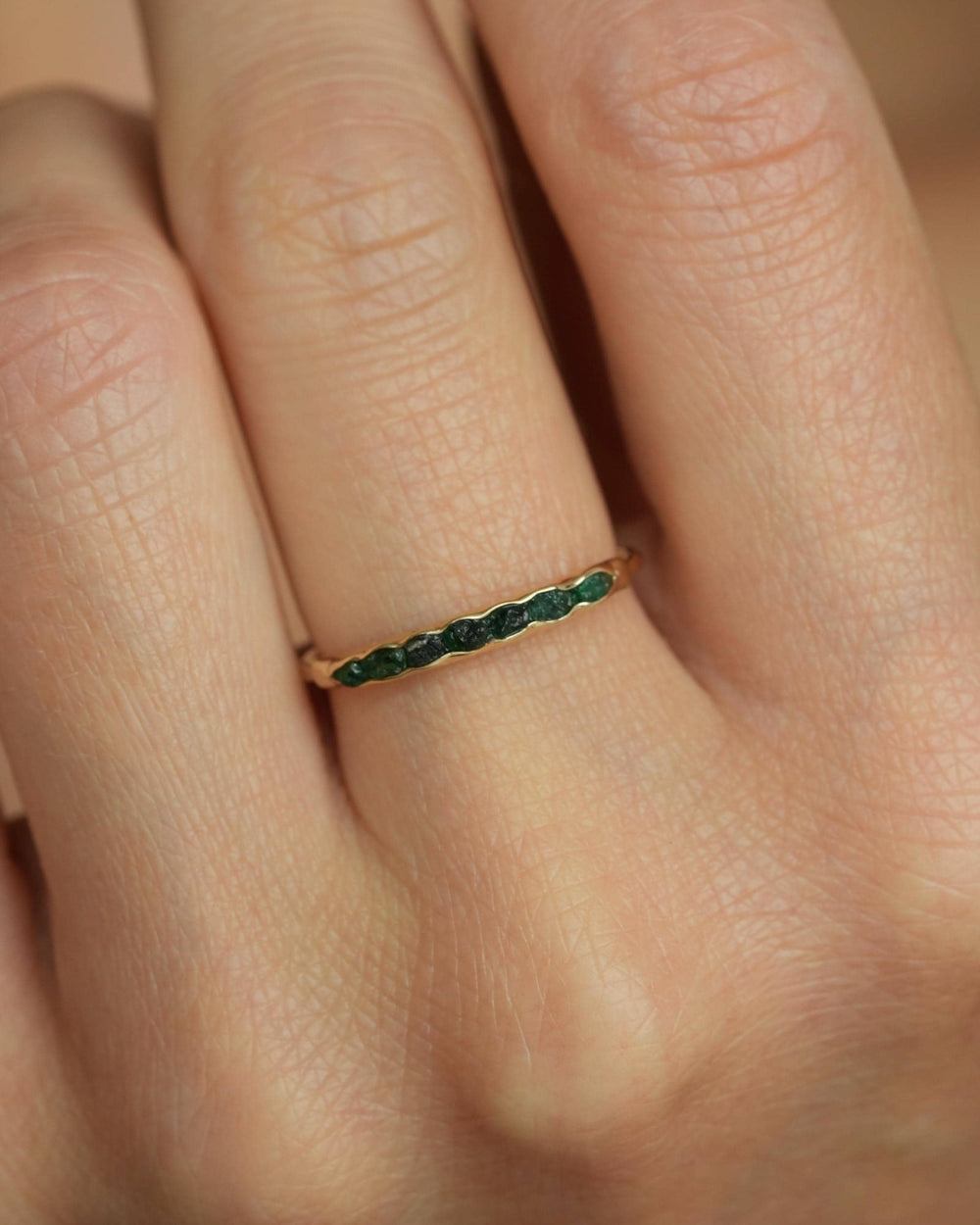 Slim Raw Emerald Band