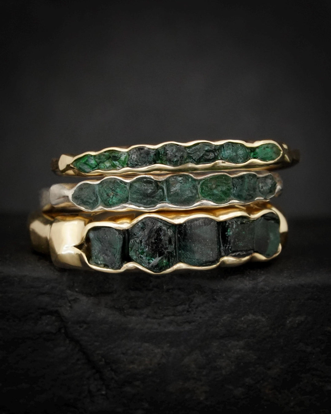 Slim Raw Emerald Band