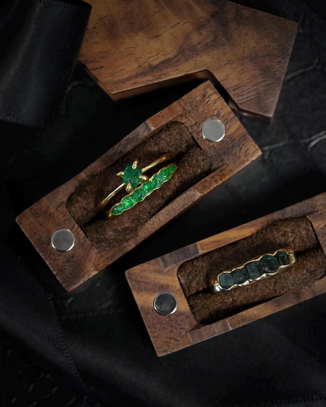 Wide Raw Emerald Band Ring