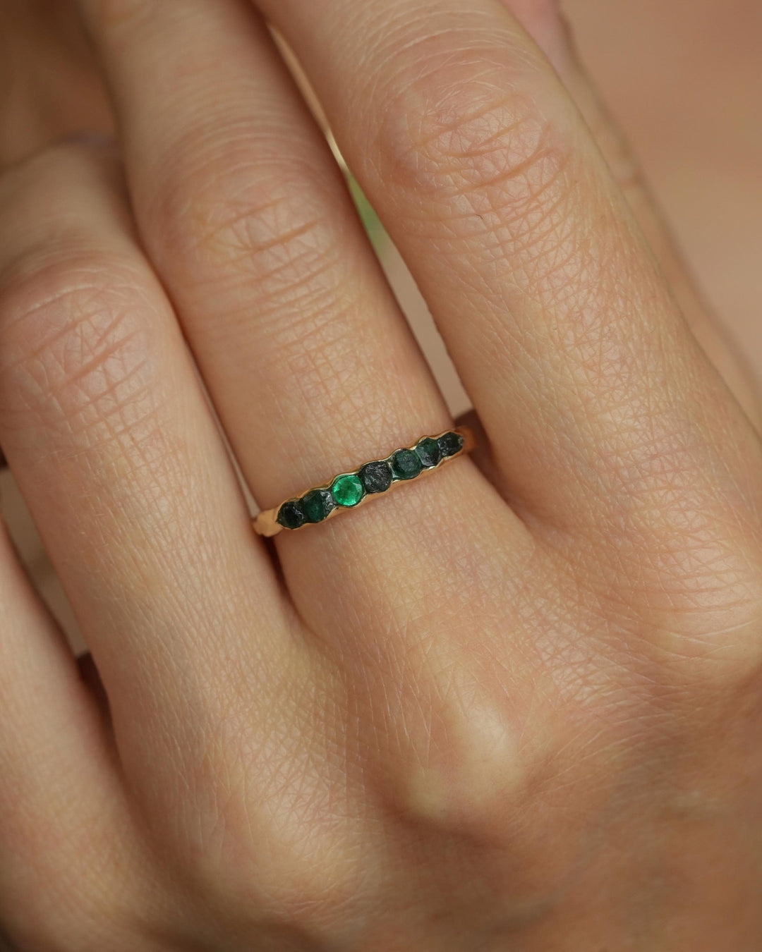 Raw Emerald Gold Wrap Band