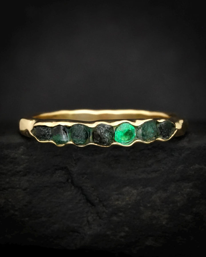 Raw Emerald Gold Wrap Band