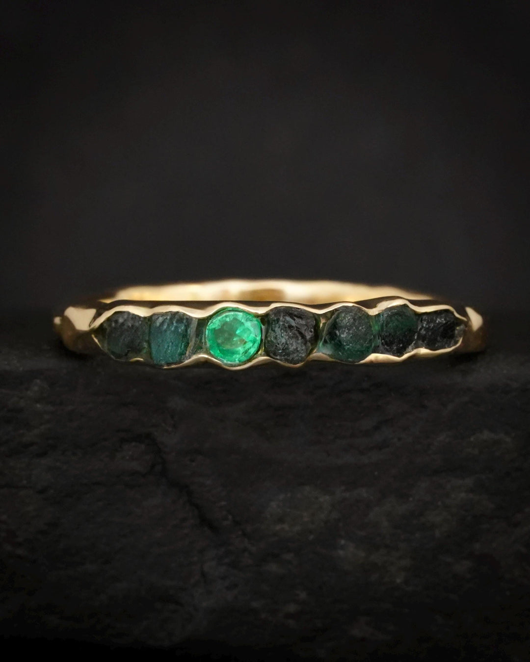 Raw Emerald Gold Wrap Band
