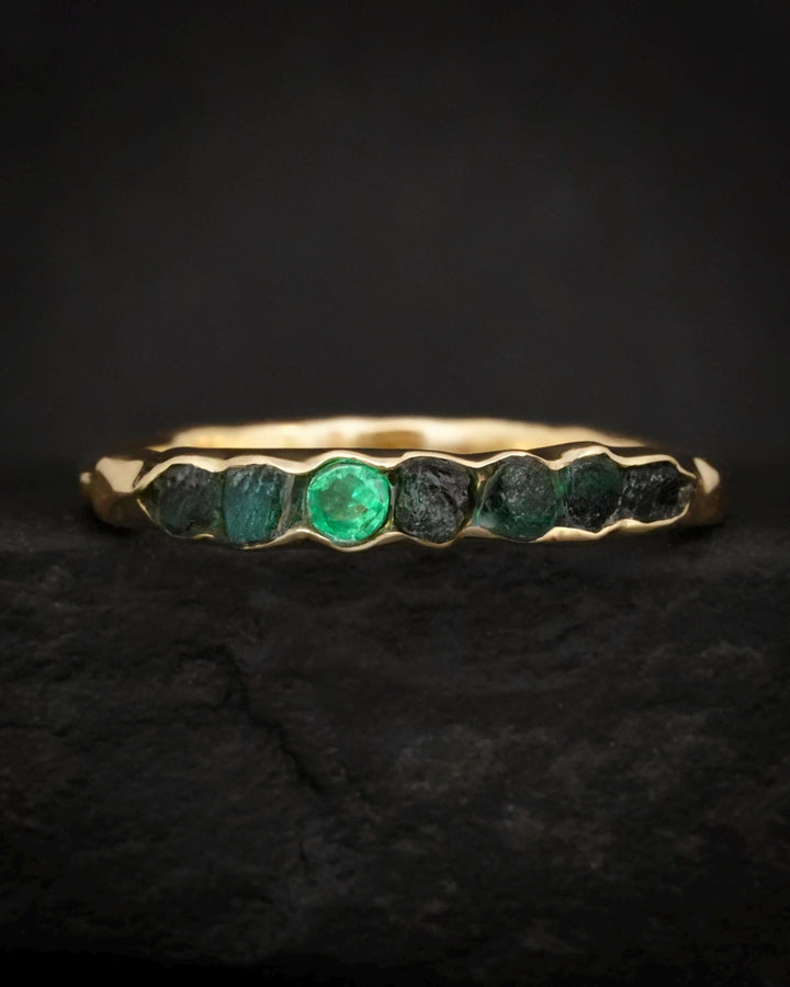 Raw Emerald Gold Wrap Band