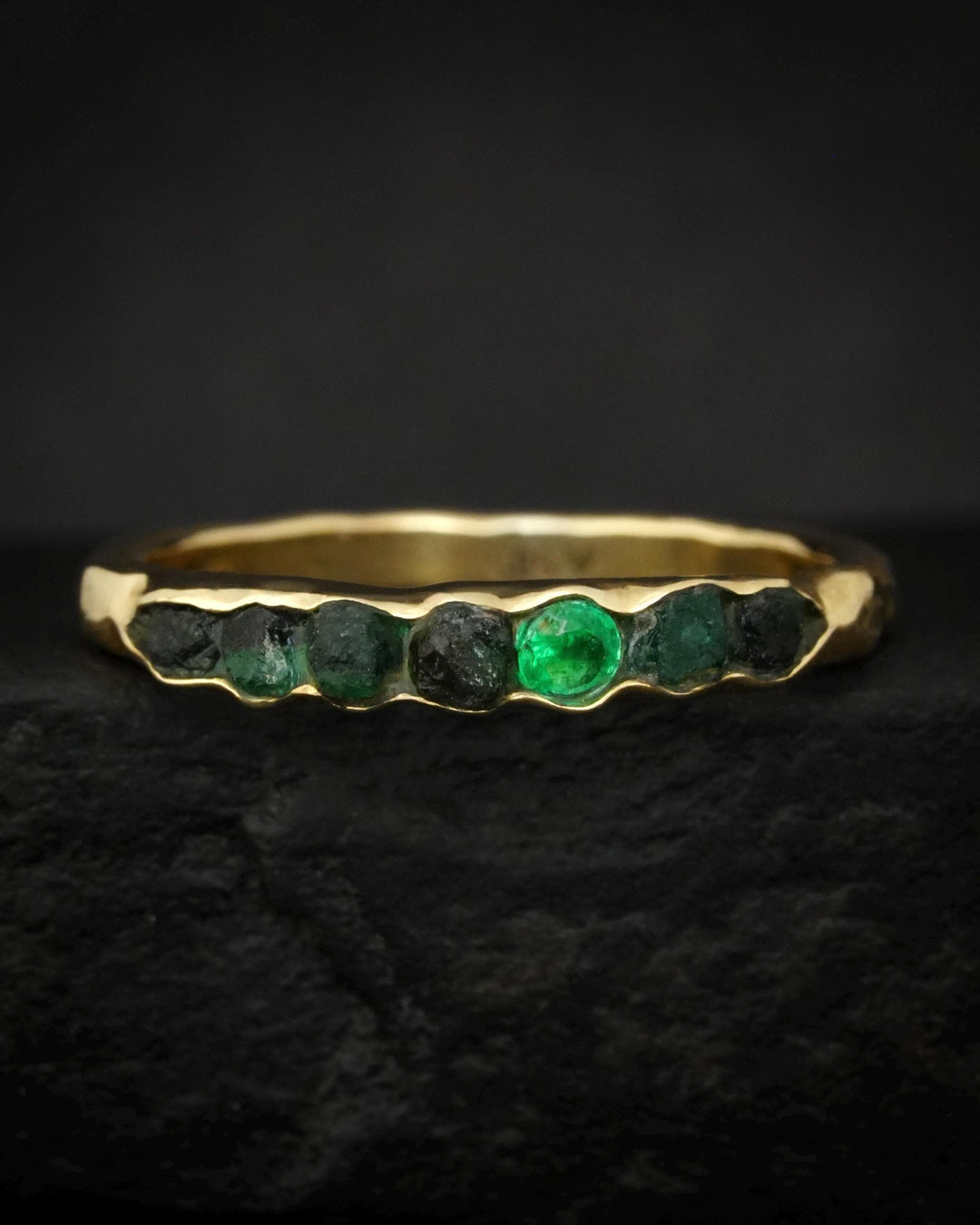 Raw Emerald Gold Wrap Band