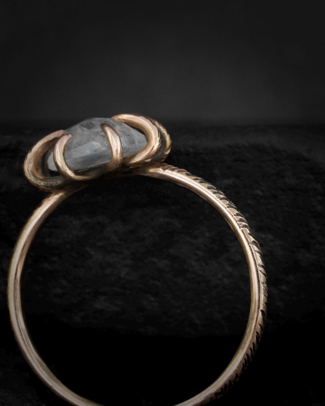 Round Rainbow Moonstone Statement Ring
