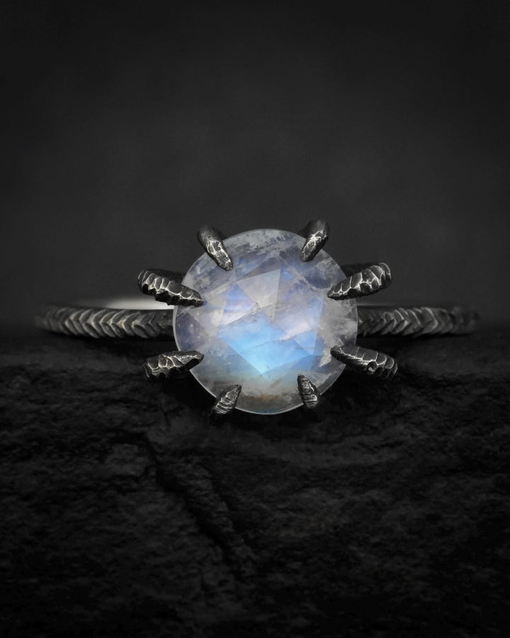 Round Rainbow Moonstone Statement Ring