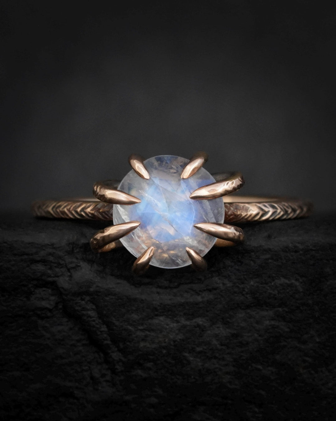 Round Rainbow Moonstone Statement Ring