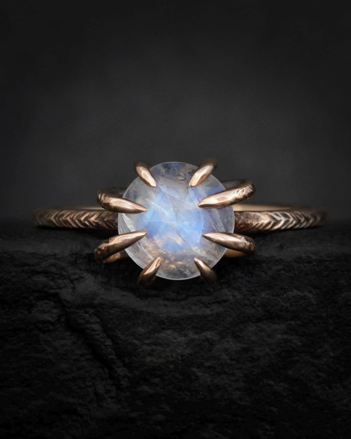Round Rainbow Moonstone Statement Ring