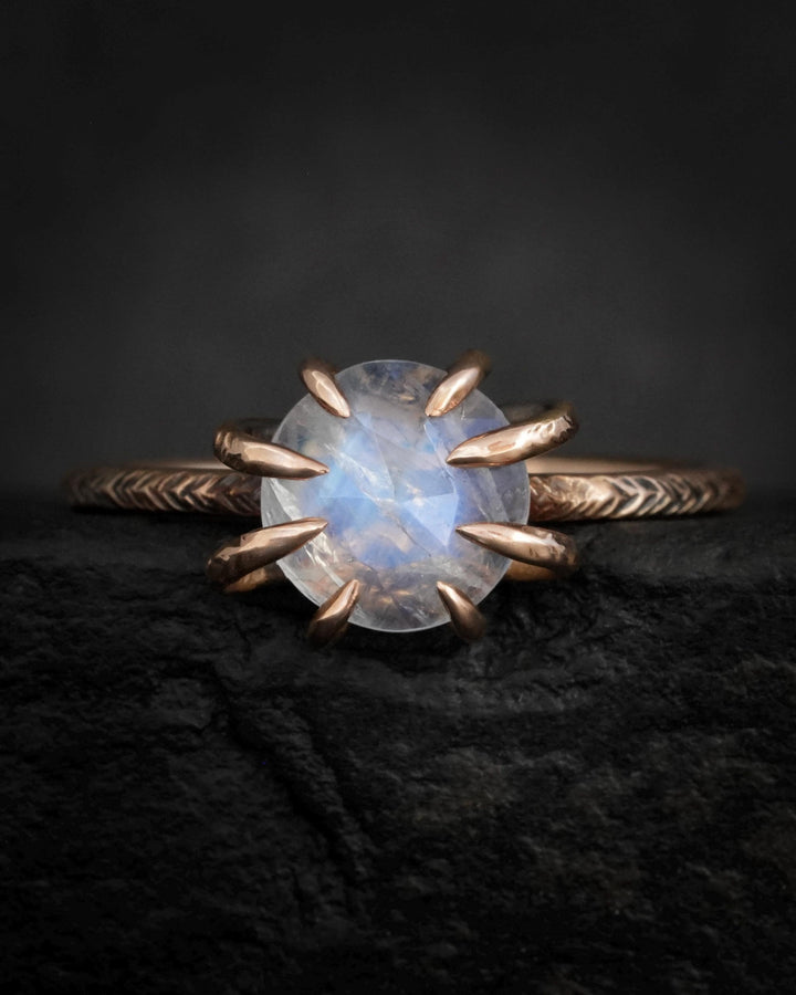 Round Rainbow Moonstone Statement Ring