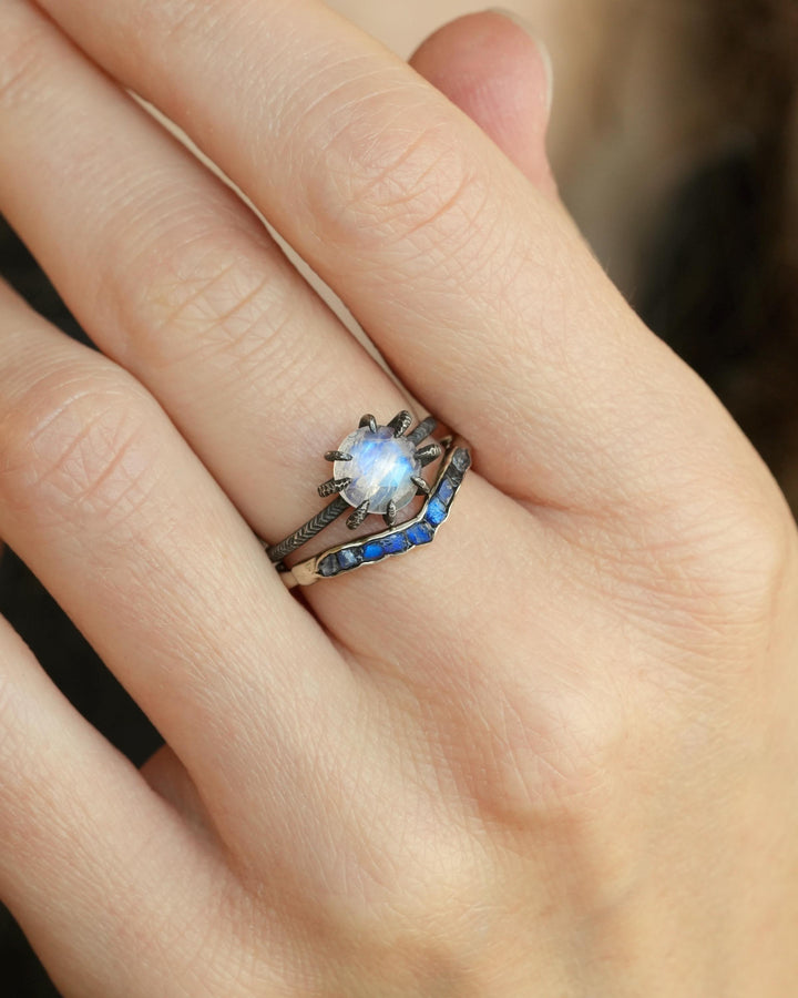Round Rainbow Moonstone Statement Ring