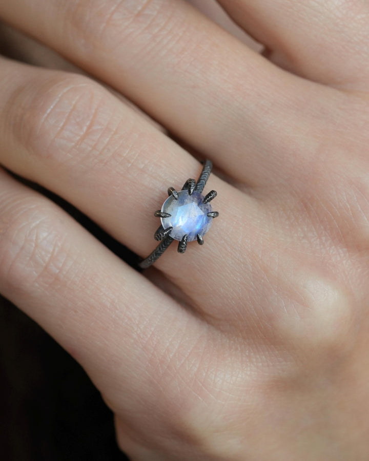 Round Rainbow Moonstone Statement Ring